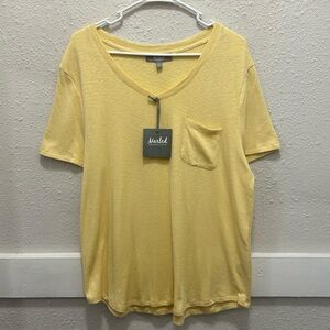 Marled Essentials Yellow Pocket V-Neck Tee NWT XL